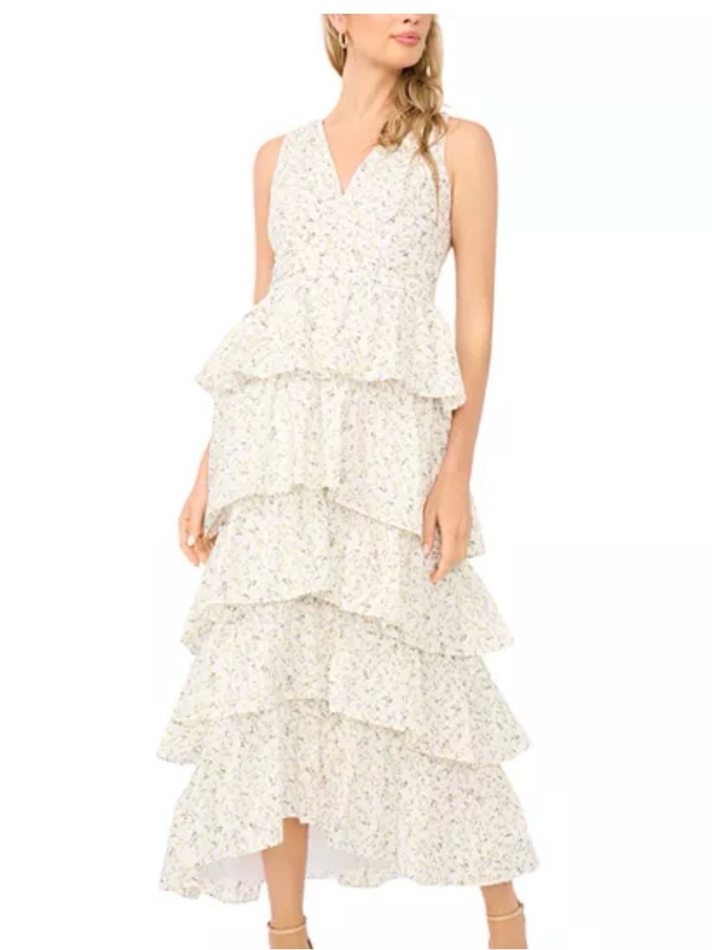 New unworn V-Neck Sleeveless Ruffle Maxi Dress 100% cotton